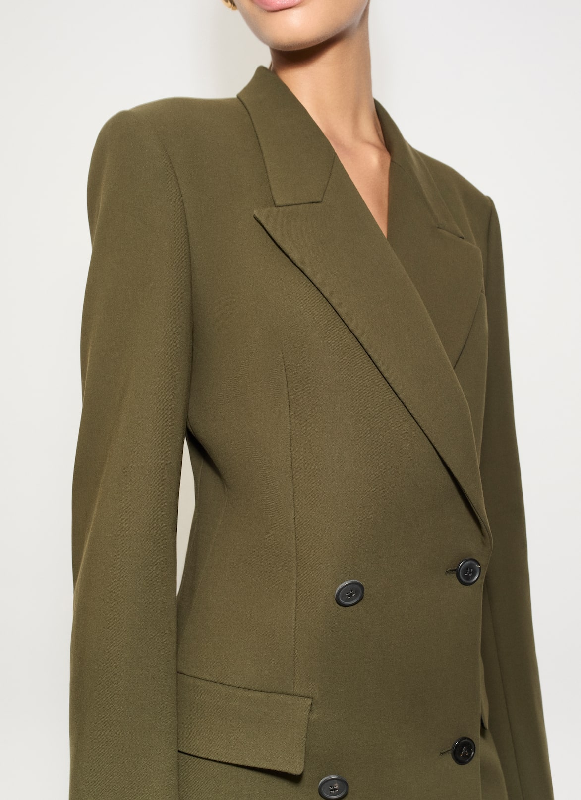 WOOL GABARDINE TAILORED JACKET ALAÏA DARK GREEN WOOL GABARDINE TAILORED JACKET